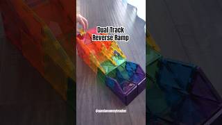 Dual Track Reverse Magnetic Tiles Ramp #connetixtiles #magnetictiles #ballrun #cartrack