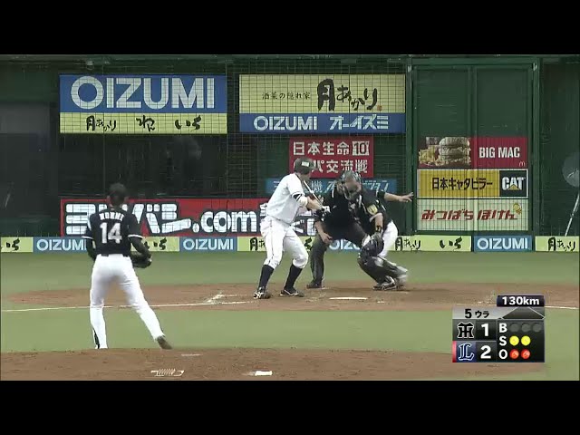 5回表 タイガース・能見 5試合連続2ケタ奪三振なるか!? 5回まで7奪三振!! 2014/6/14 L-T