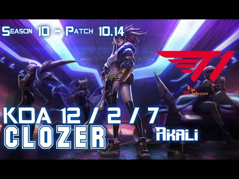 T1 Clozer AKALI vs AZIR Mid - Patch 10.14 KR Ranked