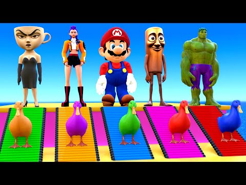 Playing as Spiderman in Massive Long Slide Game with Cow Elephant Gorilla- 3d Animal Game - Funny 3d