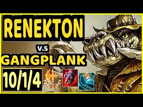 RENEKTON vs GANGPLANK - 10/1/4 KDA TOP GAMEPLAY - BR Ranked MASTER