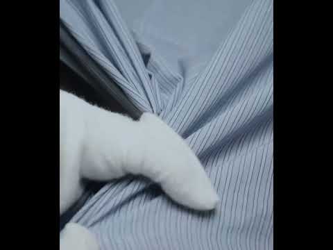 Stripe Grey and Blue Pure Cotton 65 GSM Handwoven Fabric — video