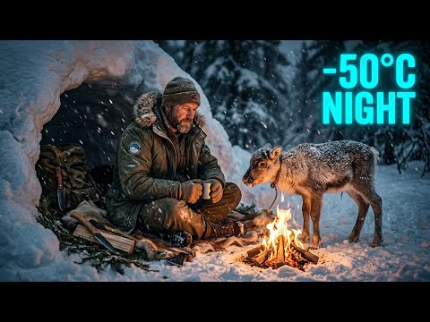 Surviving -50°C Blizzard by Building a Secret Snow Tunnel Shelter”