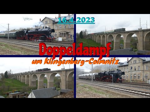 Doppeldampf um Klingenberg-Colmnitz | mit 41 1144-9 & 52 8154-8 | Personen- und Güterzug | 16.4.2023