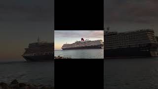 3 Massive Horn Blasts from Queen Elizabeth leaving Miami #cunard  #portmiami #4k #cruise #miami