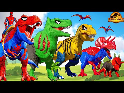 Tyrannosaurus Rex vs Mosasaurus Dinosaur  Battle in Jurassic World Evolution 2