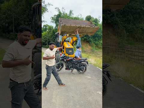 JCB wala video with pulsar bike funny 🤣 #shorts #jcb #funny ￼