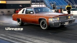 BIG PIMPIN '77 COUPE DE VILLE CADDY TREES SUBARU WRX AND BARELY LOSES