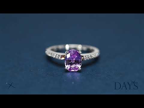 Oval Pink Sapphire Ring in 18kt White Gold with Diamonds (1/3ct tw)