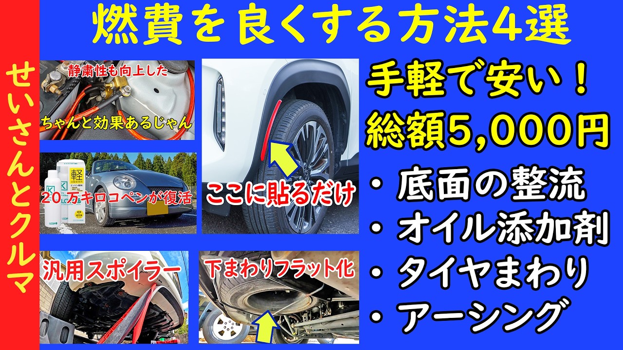 手軽に安く燃費を良くする方法おすすめ4選【総額5,000円】