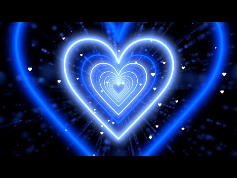 Neon Heart Tunnel 💙 Blue Heart Background Wallpaper Video | Vibrant Heart Animation Background