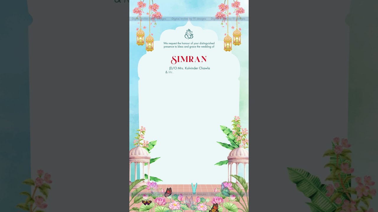 Floral Watercolour Indian Wedding Invite
