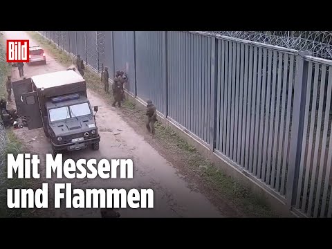 Kriegsähnliche Zustände: Polnische Grenzschützer von Migranten angegriffen