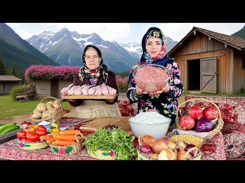 Meatballs Stuffed with Quail & Dried Fruits | Baking Traditional Bread in the Village