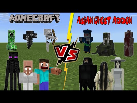 Asian Ghost Horror Addon VS Minecraft Mobs [GHOSTS INVADE MINECRAFT PE]