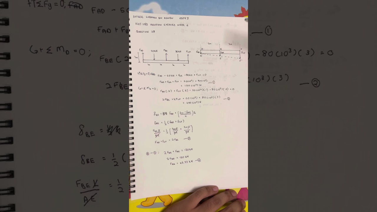 KNJ1083 Solid Mechanics 1 (Revision Exercise Question 28)