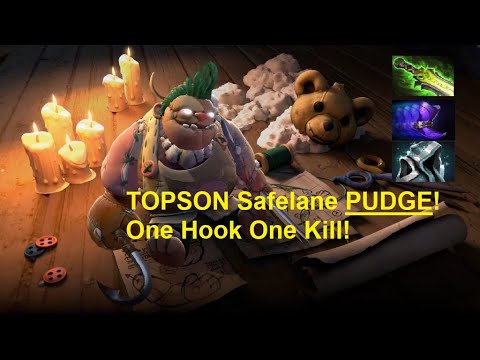 Safelane Pudge Topson Pro Play! One hook one kill! Safelane tank vs tank!