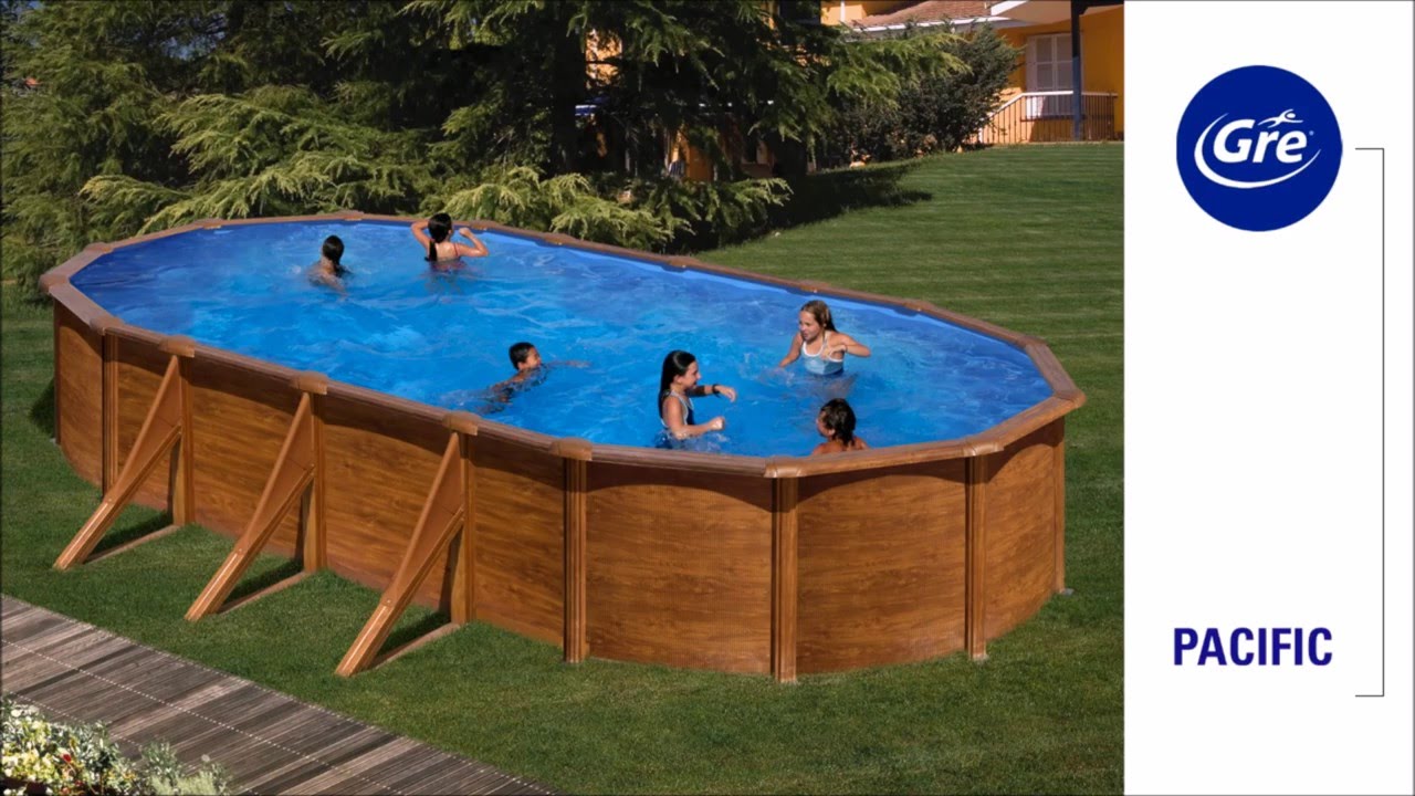 Piscine acier Gré aspect bois Pacific ovale Piscine acier Gré aspect bois Pacific ovale