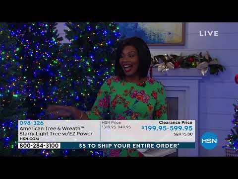 American Tree   Wreath 5' Starry Light Tree with EZ Power