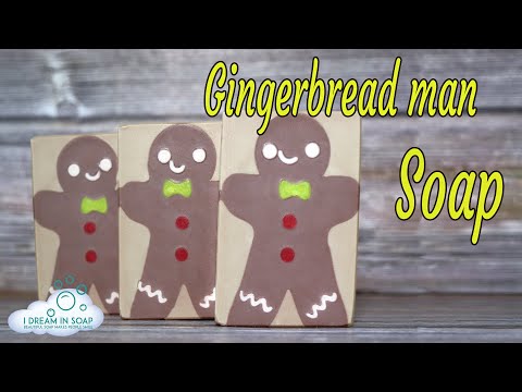Cold process soap making, Christmas soap, Gingerbread man, sculpted layers