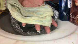 Fixing Over-toned GREY/PURPLE HAIR! HOW TO DARKEN BLONDE ROOTS ON A WiG!  CHELATING W/ LEMON JUICE
