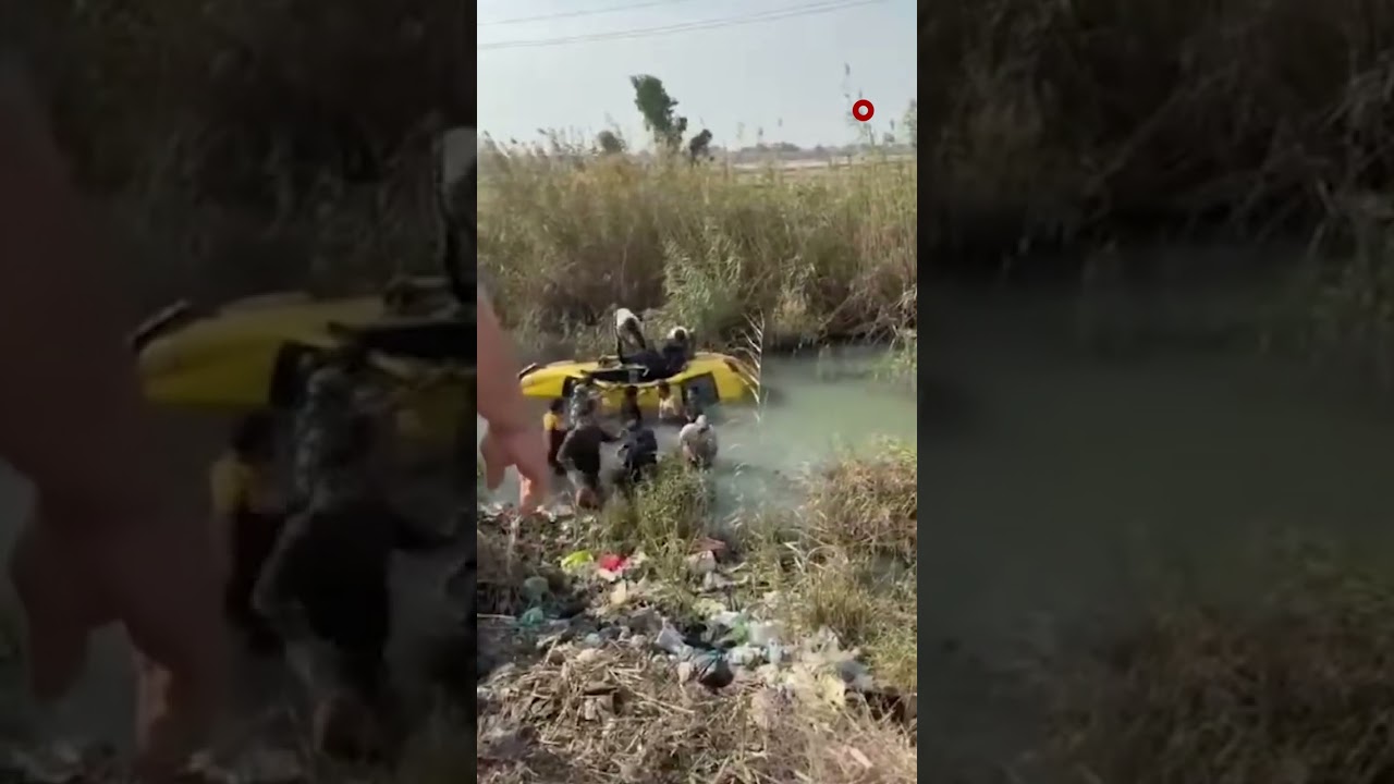 فيديو | شباب عراقيون ينقذون سائق تاكسي بعد سقوط سيارته داخل نهر في قضاء الرميثة بمحافظة المثنى