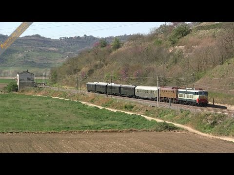 E.656.001 + E.428.202 with the Train of the President near Fara Sabina