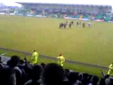AFC Telford United fans at Northwich Victoria after the game has been abandoned