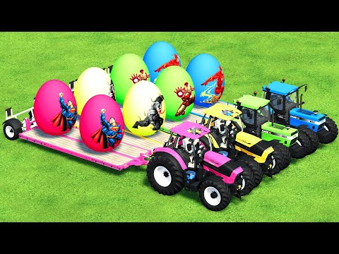TRANSPORTING SUPERHERO EGGS WITH DEUTZ FAHR & CASE TRACTORS - Farming Simulator 22