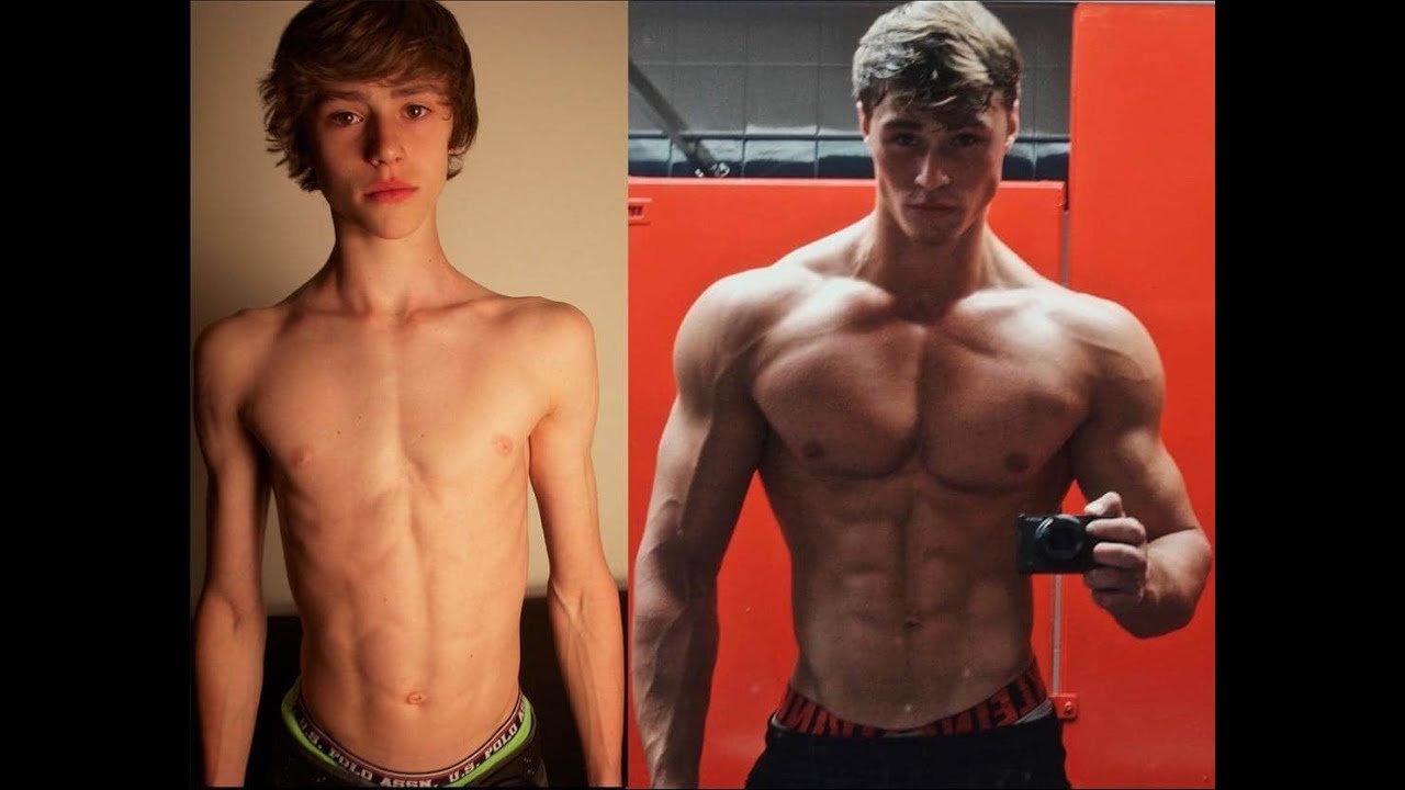 David Laid antes y después en su transformación de adolescente a físico estético