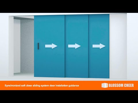 SYS-Door | Porte coulissante synchronisée à trois vantaux : assemblage des rails et pose des vantaux