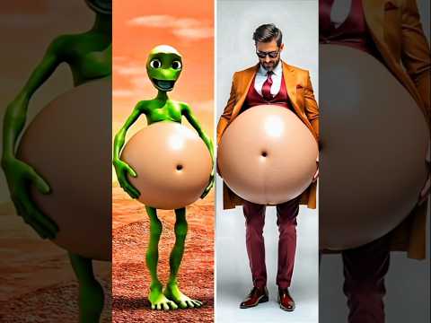 Dame Tu Cosita Green Alien Popoy & Eddy Rauko Tummy Turn Into 😱 Balloon #shorts #dametucosita