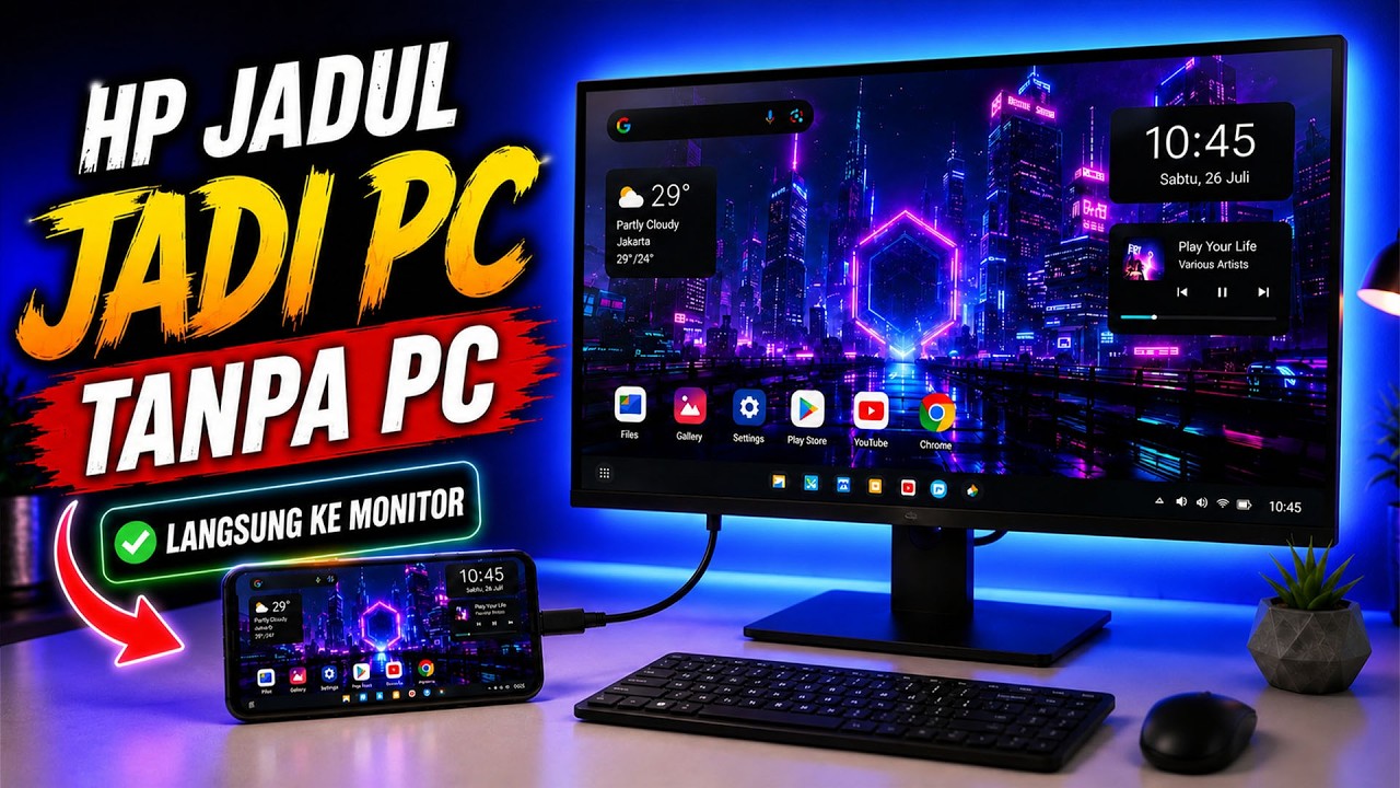 GOKIL! Ubah HP ANDROID Jadi PC Tanpa PC Langsung Ke Monitor