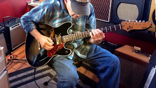 Video thumbnail for BilT Volare Flat Top Black Semi-Hollow Electric #19607—Quick 'n' Dirty by soundpurestudios