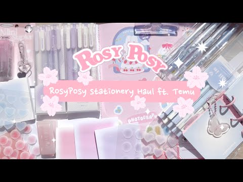 🌸Cutest + most aesthetic stationery haul🌸 ft. Temu - RosyPosy Sticker book, binder notebook, gel pen