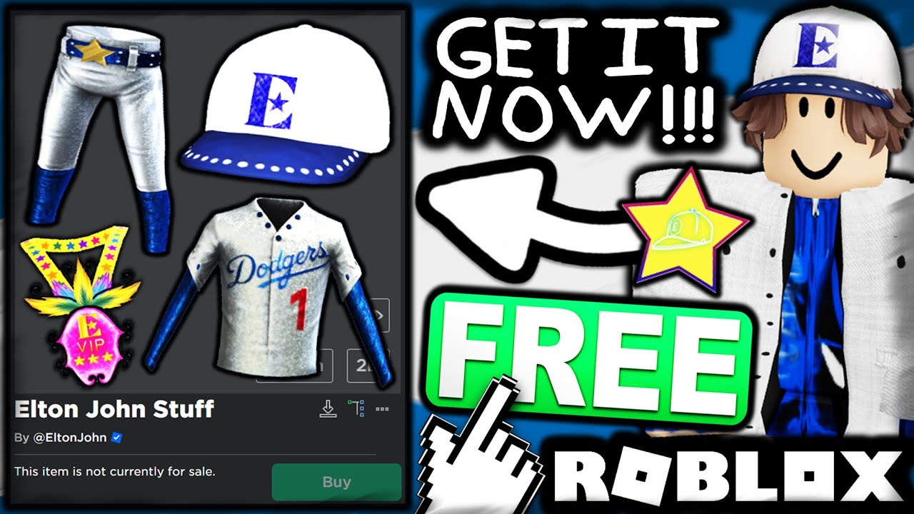 FREE ACCESSORIES! HOW TO GET Elton John - Dodgers Hat, Suit & VIP Badge! (ROBLOX Elton John Event)