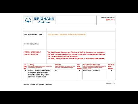 SWP 74 Container Truck Movements Seed Grain