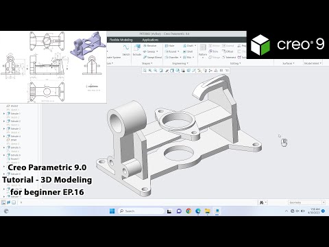 Creo Parametric 9.0 Tutorial - 3D Modeling for beginner EP.16