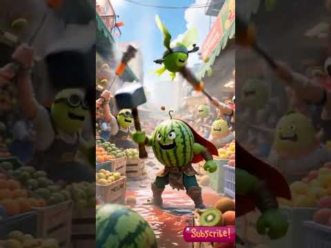 Watermelon Hero vs Kiwi Army | Animated Fruit Action Short #cat #shots #funny