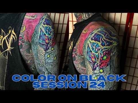 Color on black sleeve session 24, and ear tattoo talk