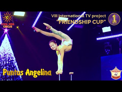 Young circus gymnast, equilibrist on hands - Angelina Puntus, 1st place in the competition.