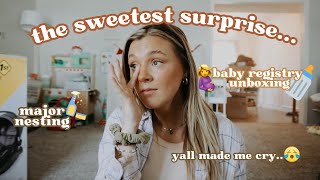 NEST WITH ME...BABY SHOWER UNBOXING 😭♥️ yall surprised me...