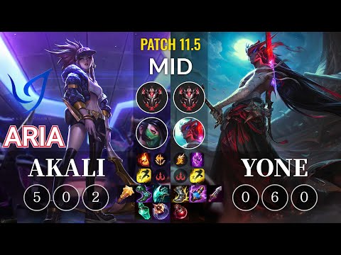 CGA Aria Akali vs Yone Mid - KR Patch 11.5