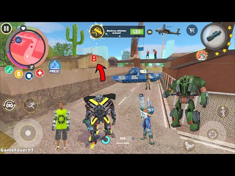 Rope Hero: Vice Town (Transformers Truck Fight Army Base) Car Robot in Street - Android Gameplay HD