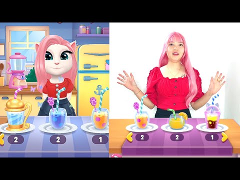 Angela Real Life | Imitate Angela drinking water - My Talking Angela 2 In The Real Life