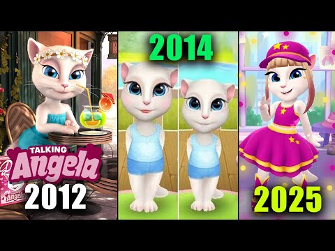 All Talking Angela 2012-2025 iOS/Android Apps: Tom Loves Angela (2012) - My Talking Angela 2+ (2023)