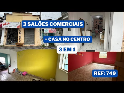 REF 749 3 SALÕES COMERCIAIS + CASA NO CENTRO - PEDRO DE TOLEDO - SP