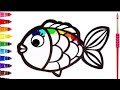 EASY FISH DRAWING STEP BY STEP | HOW TO DRAW FISH | PAINTING AND COLORING FOR KIDS AND TODDLERS