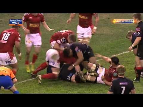 TMO awards Dan Evans 75th min try - Dragons v Scarlets 30th March 2013