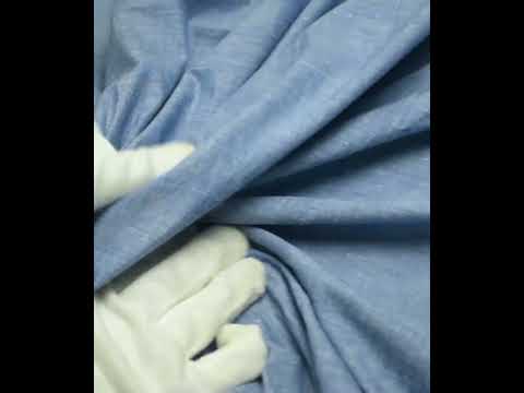 Chambray Blue Khadi Cotton 105 GSM Handwoven Fabric — video